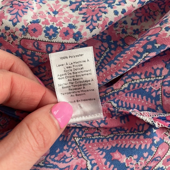 Talbots Pink Blue Floral Tunic Print Blouse size XL - Picture 11 of 12
